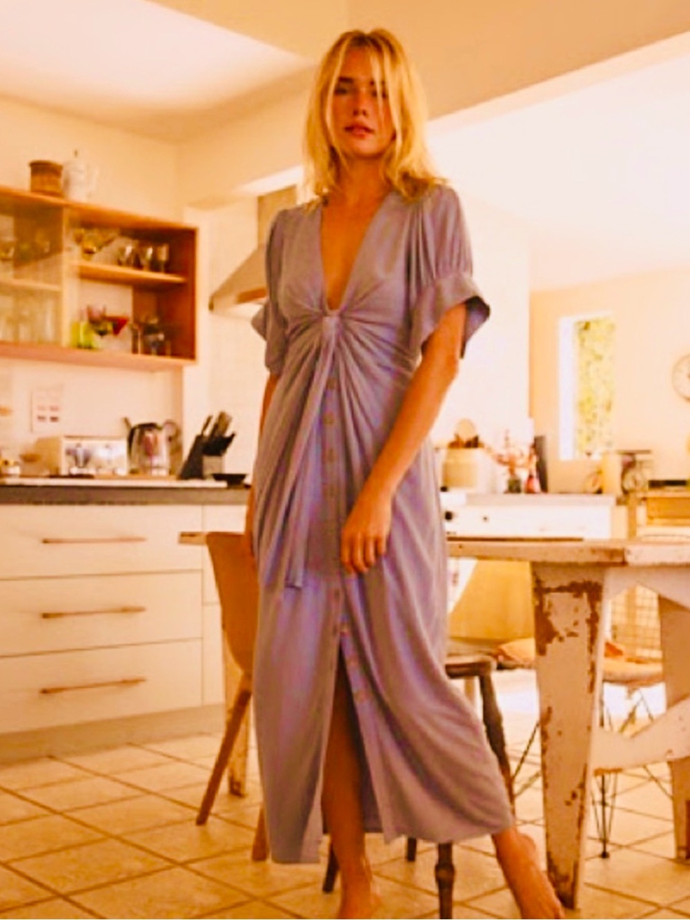 Free People Vintage Summer Midi Dress Lilac size Medium